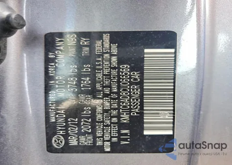 2012 Hyundai Veloster z USA, uszkodzony, nr VIN KMHTC6AD8CU066569